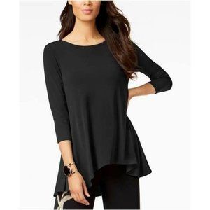NWT Alfani Womens Black Knit Tunic Top Scoop Neck Blouse Petite Small